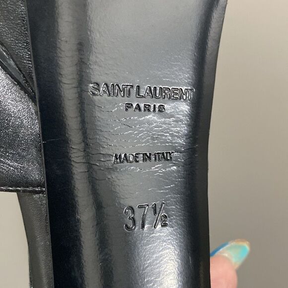 Saint Laurent Paris Black Leather Janis Studded T Strap Platform Pumps Size 37.5 - Picture 16 of 16